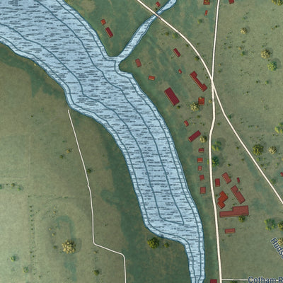 Close-up of the map of Scott, Arkansas print showing street and building detail