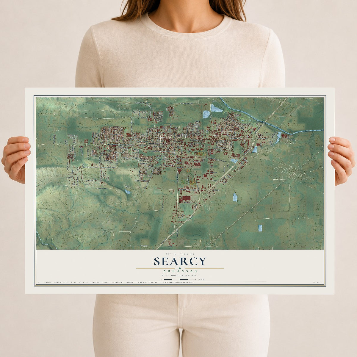 Map of Searcy, Arkansas, 12 x 18 inch unframed archival matte print