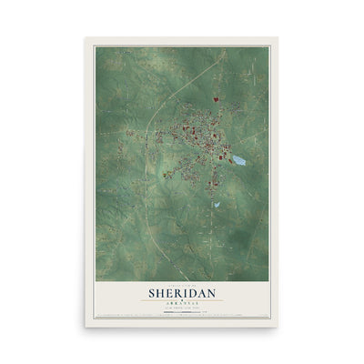Map of Sheridan, Arkansas, 12 x 18 inch unframed archival matte print