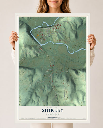 Map of Shirley, Arkansas, 24 x 36 inch unframed archival matte print