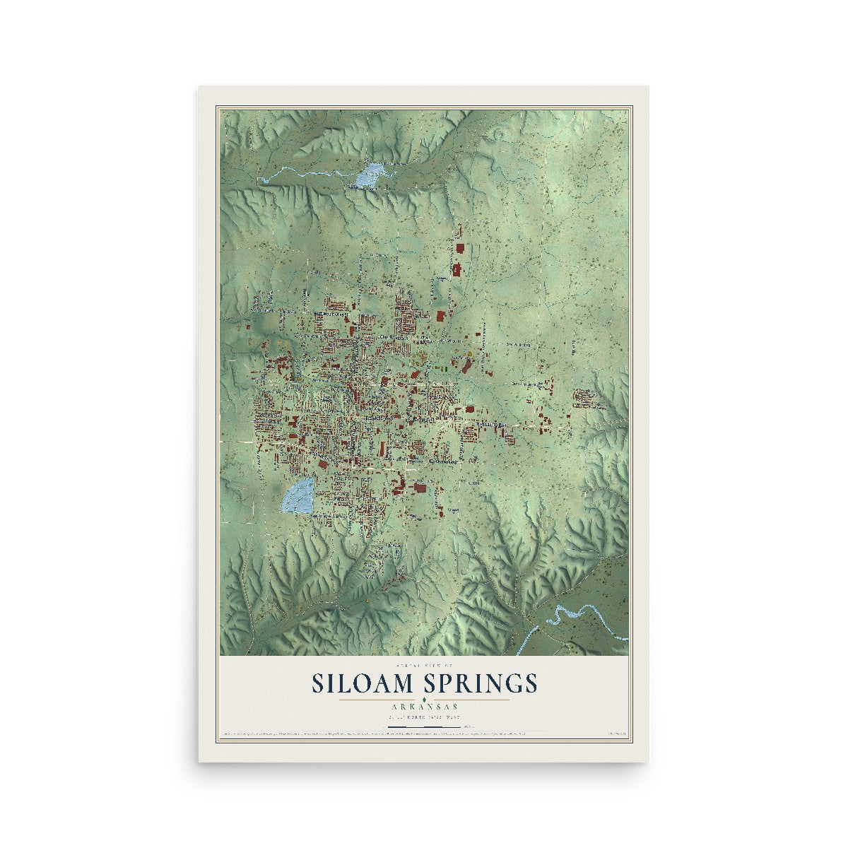Map of Siloam Springs, Arkansas, 12 x 18 inch unframed archival matte print