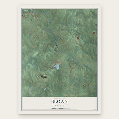 Sloan, Arkansas map print, the full design