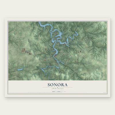 Sonora, Arkansas map print, the full design