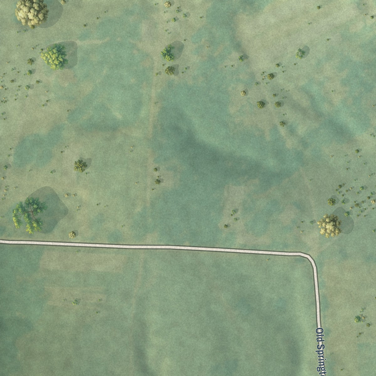 Second close-up of the map of Springtown, Arkansas print showing more streets and buildings