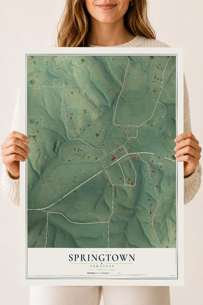 Map of Springtown, Arkansas, 18 x 24 inch unframed archival matte print