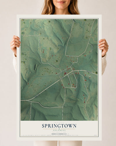 Map of Springtown, Arkansas, 24 x 36 inch unframed archival matte print