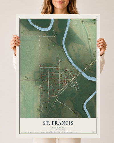 Map of St. Francis, Arkansas, 24 x 36 inch unframed archival matte print