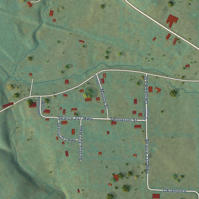Second close-up of the map of St. Joe, Arkansas print showing more streets and buildings