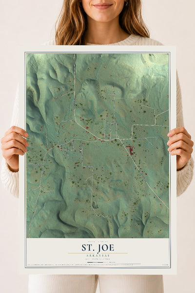 Map of St. Joe, Arkansas, 18 x 24 inch unframed archival matte print