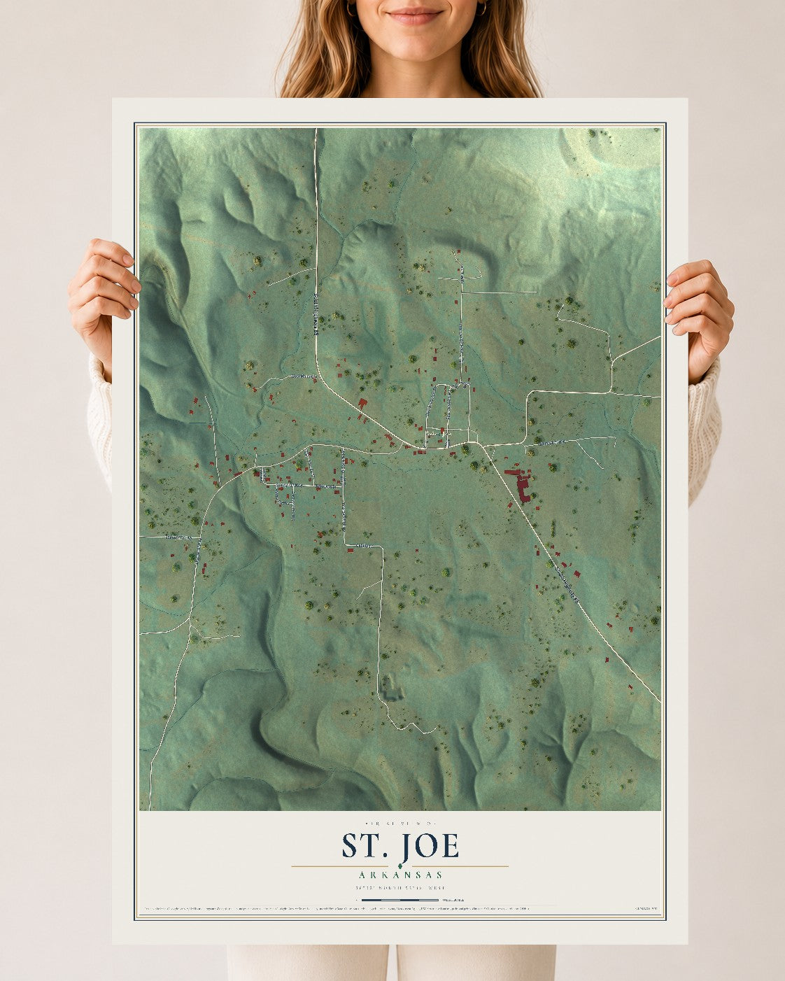 Map of St. Joe, Arkansas, 24 x 36 inch unframed archival matte print