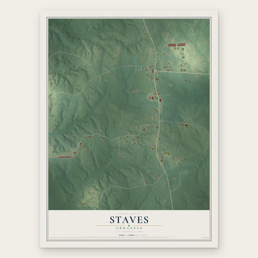 Staves, Arkansas map print, the full design
