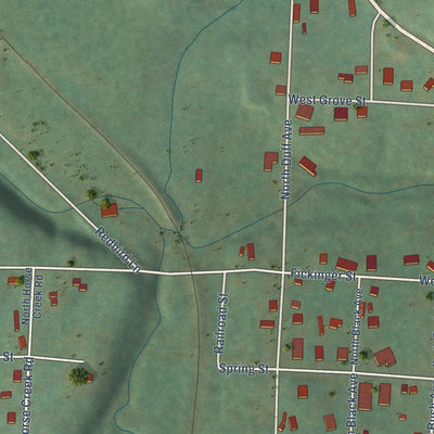 Second close-up of the map of Sulphur Springs, Arkansas print showing more streets and buildings