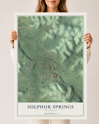 Map of Sulphur Springs, Arkansas, 24 x 36 inch unframed archival matte print