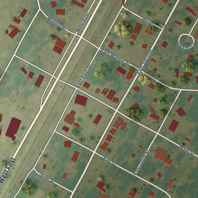 Close-up of the map of Swifton, Arkansas print showing street and building detail