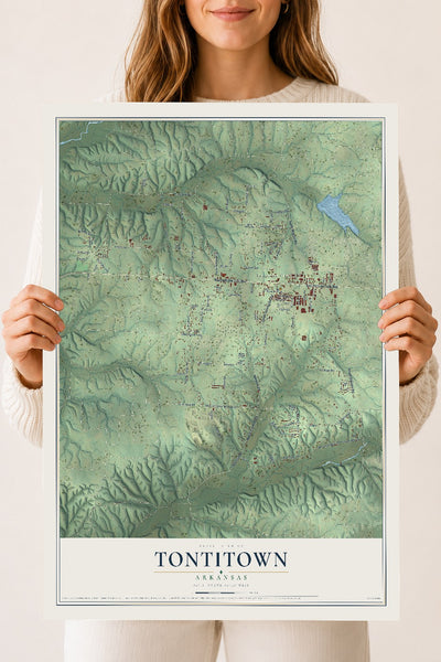 Map of Tontitown, Arkansas, 18 x 24 inch unframed archival matte print