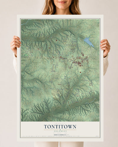 Map of Tontitown, Arkansas, 24 x 36 inch unframed archival matte print