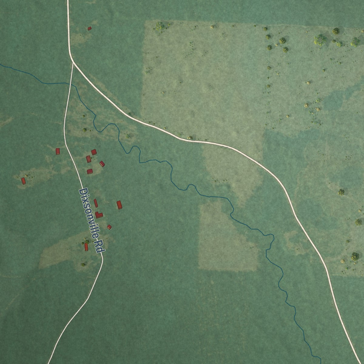 Second close-up of the map of Traskwood, Arkansas print showing more streets and buildings