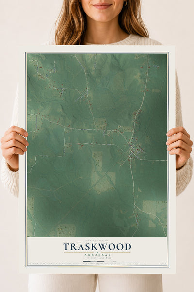 Map of Traskwood, Arkansas, 18 x 24 inch unframed archival matte print