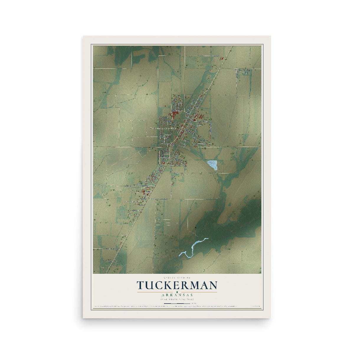Map of Tuckerman, Arkansas, 12 x 18 inch unframed archival matte print