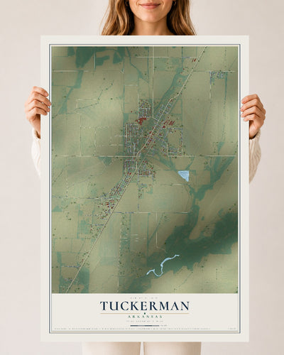 Map of Tuckerman, Arkansas, 24 x 36 inch unframed archival matte print