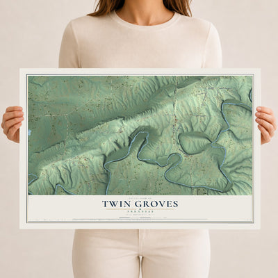 Map of Twin Groves, Arkansas, 12 x 18 inch unframed archival matte print
