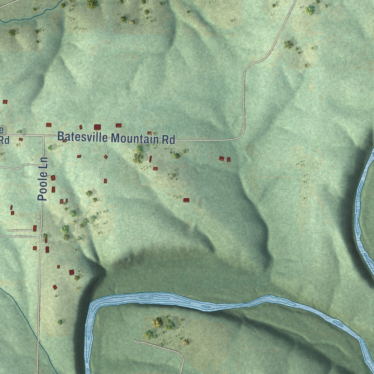 Second close-up of the map of Twin Groves, Arkansas print showing more streets and buildings