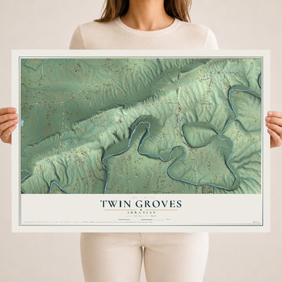 Map of Twin Groves, Arkansas, 18 x 24 inch unframed archival matte print