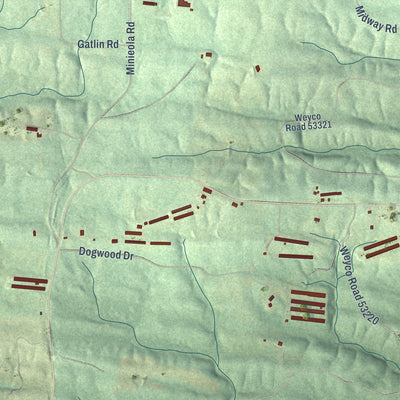 Close-up of the map of Umpire, Arkansas print showing street and building detail