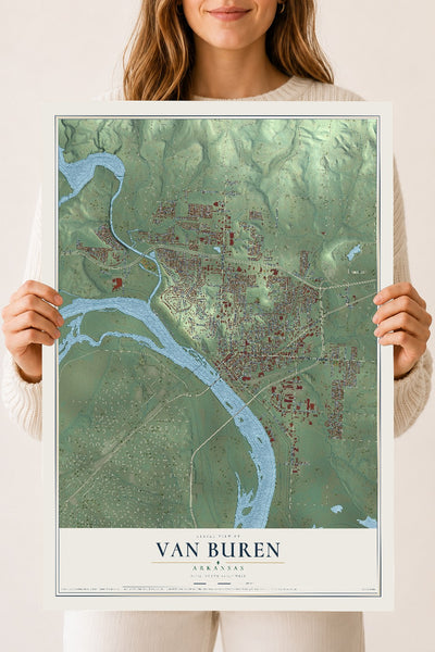 Map of Van Buren, Arkansas, 18 x 24 inch unframed archival matte print