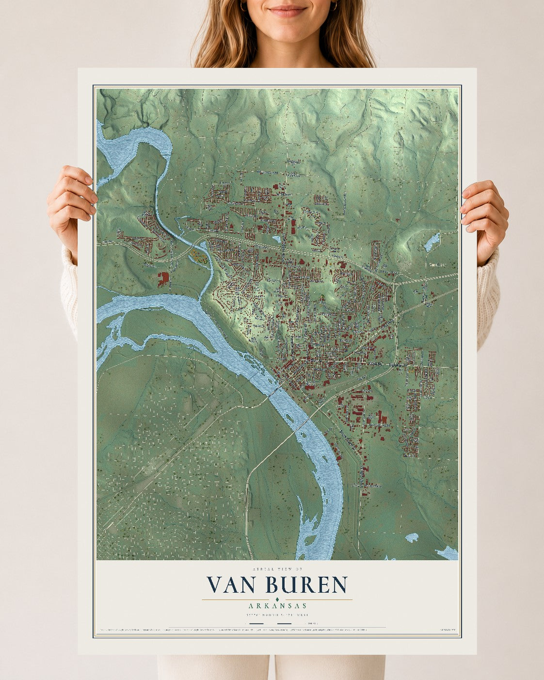 Map of Van Buren, Arkansas, 24 x 36 inch unframed archival matte print