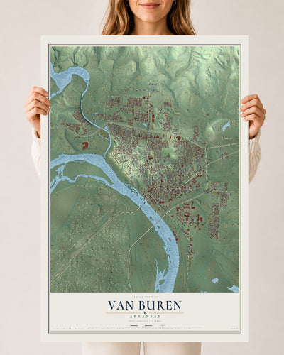 Map of Van Buren, Arkansas, 24 x 36 inch unframed archival matte print