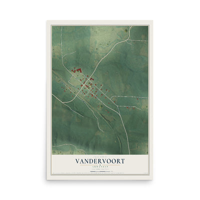 Map of Vandervoort, Arkansas, 12 x 18 inch unframed archival matte print