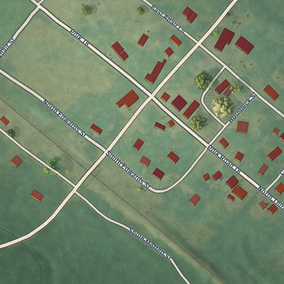 Close-up of the map of Vandervoort, Arkansas print showing street and building detail