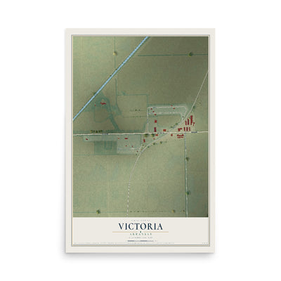 Map of Victoria, Arkansas, 12 x 18 inch unframed archival matte print