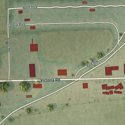 Close-up of the map of Victoria, Arkansas print showing street and building detail