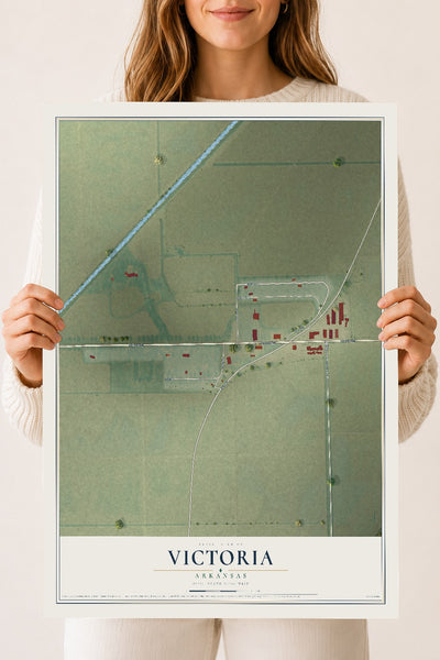 Map of Victoria, Arkansas, 18 x 24 inch unframed archival matte print