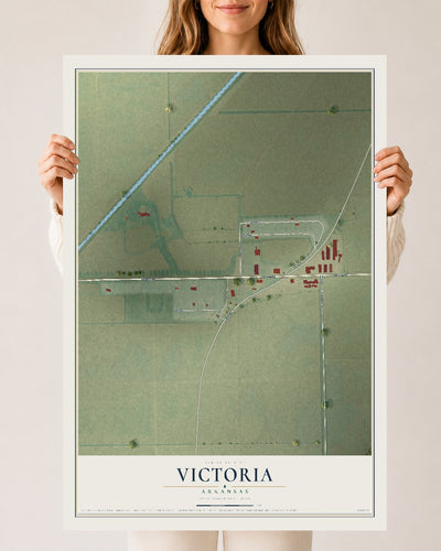 Map of Victoria, Arkansas, 24 x 36 inch unframed archival matte print