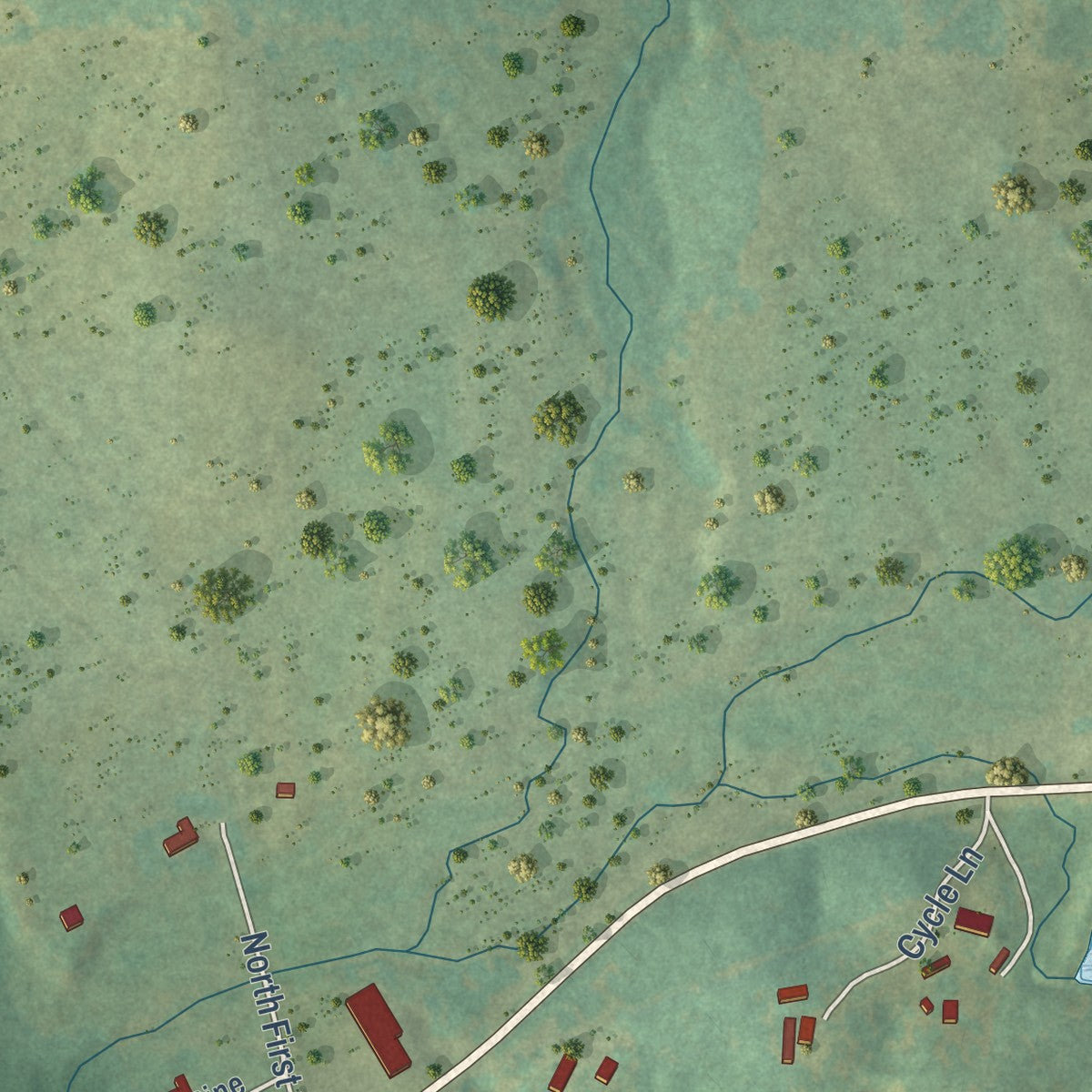 Second close-up of the map of Viola, Arkansas print showing more streets and buildings