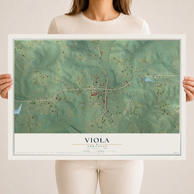 Map of Viola, Arkansas, 18 x 24 inch unframed archival matte print