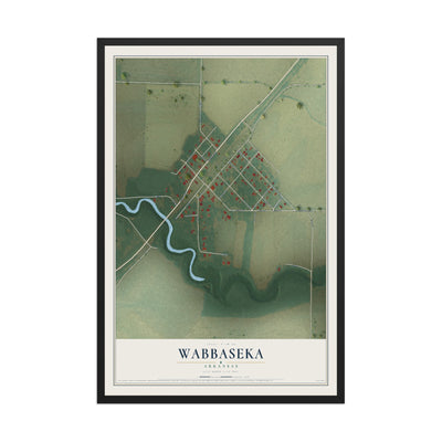 Map of Wabbaseka, Arkansas, 12 x 18 inch print in a black wood frame