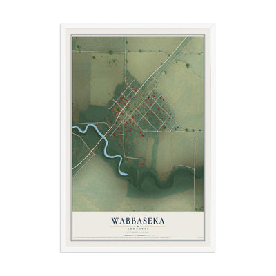 Map of Wabbaseka, Arkansas, 12 x 18 inch print in a white wood frame