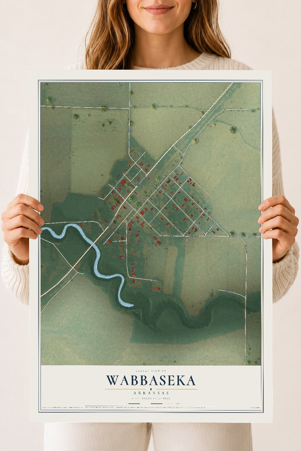 Map of Wabbaseka, Arkansas, 18 x 24 inch unframed archival matte print