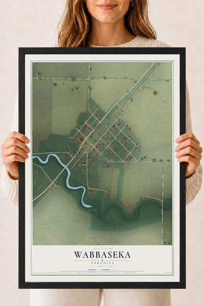 Map of Wabbaseka, Arkansas, 18 x 24 inch print in a black wood frame