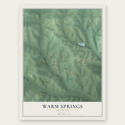 Warm Springs, Arkansas map print, the full design