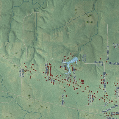 Second close-up of the map of Warren, Arkansas print showing more streets and buildings