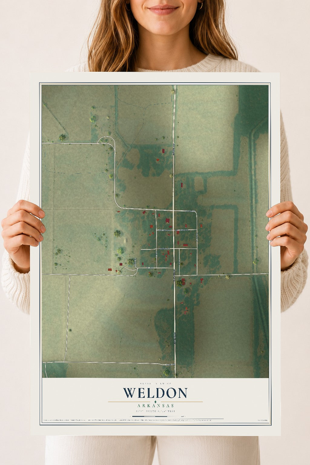 Map of Weldon, Arkansas, 18 x 24 inch unframed archival matte print