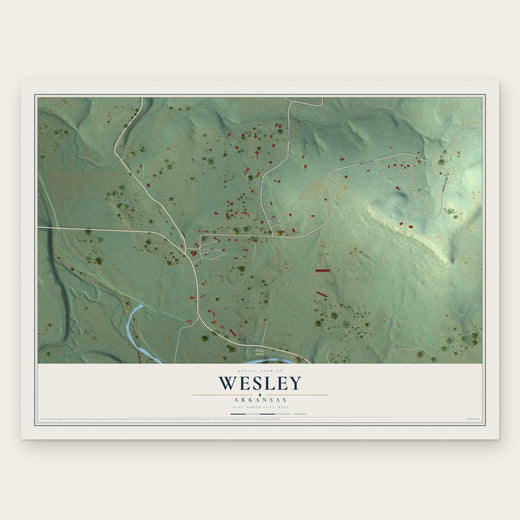 Wesley, Arkansas map print, the full design