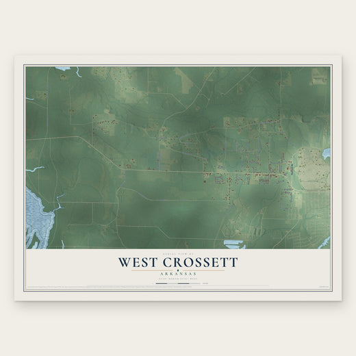 West Crossett, Arkansas map print, the full design