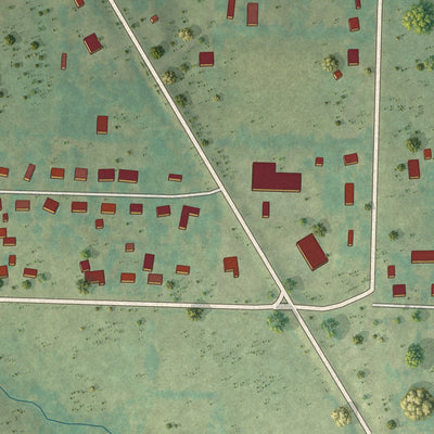 Close-up of the map of Western Grove, Arkansas print showing street and building detail