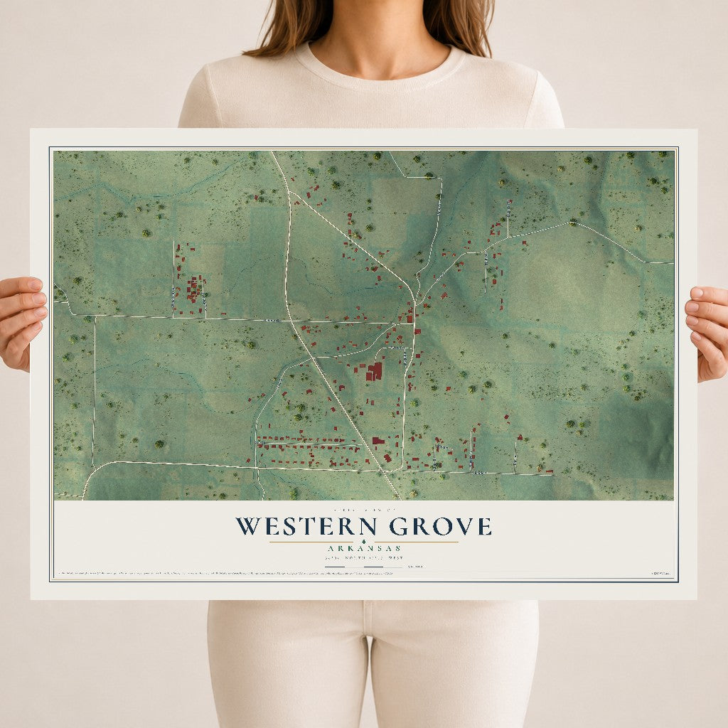 Map of Western Grove, Arkansas, 18 x 24 inch unframed archival matte print